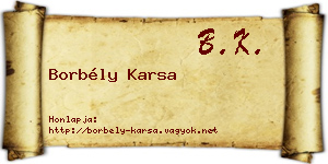 Borbély Karsa névjegykártya